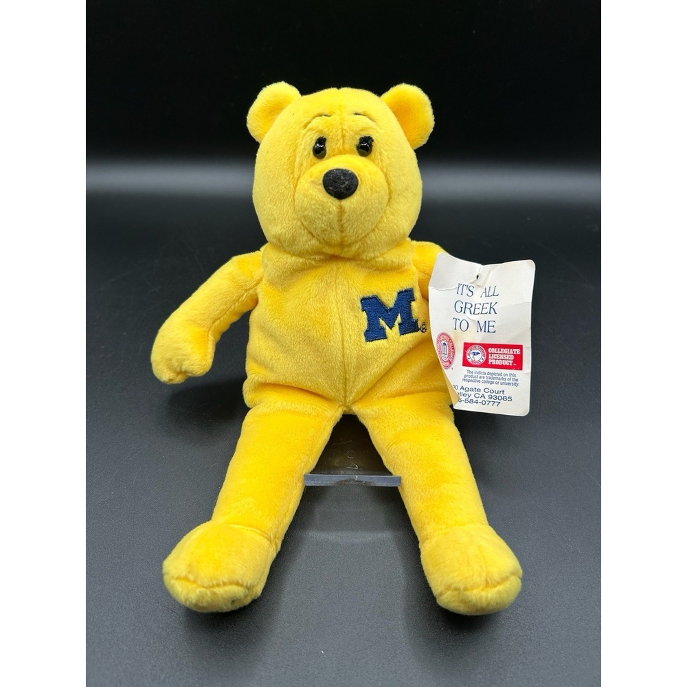 VTG Its All Greek To Me University of Michigan U of M Teddy Bear Plush